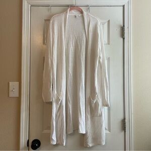 J. Jill Cardigan XL White Open Front Long Knit Sweater